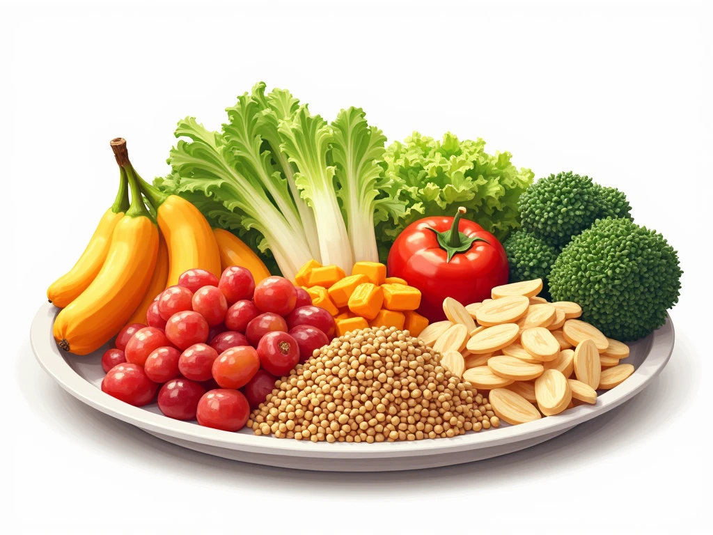 Abstract illustration of balanced colorful meal elements